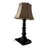 Vintage brutalist table lamp with dark green wooden base