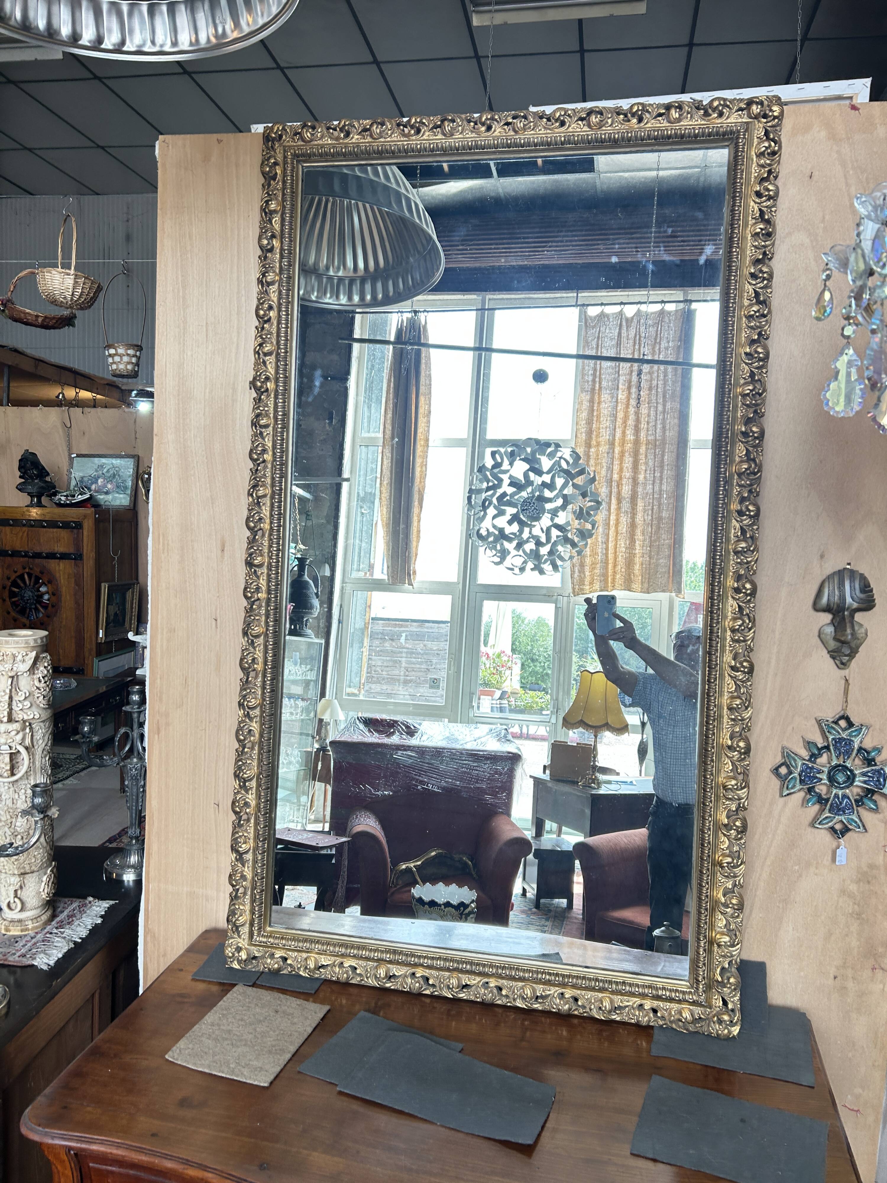 Golden rectangular mirror
