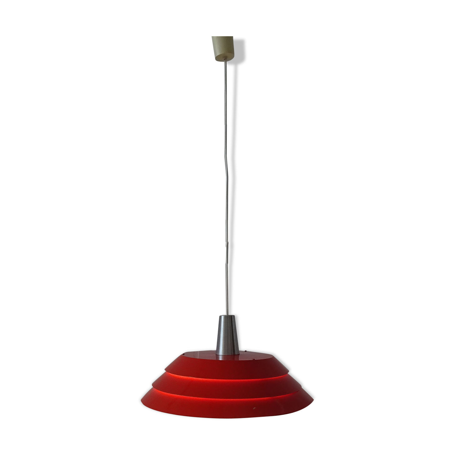 Metal hanging lamp red Mid Century Scandinavian design, pendant light