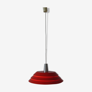 Metal hanging lamp red Mid Century Scandinavian design, pendant light