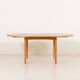 Danish Oak round dining table with one extension, 1970s