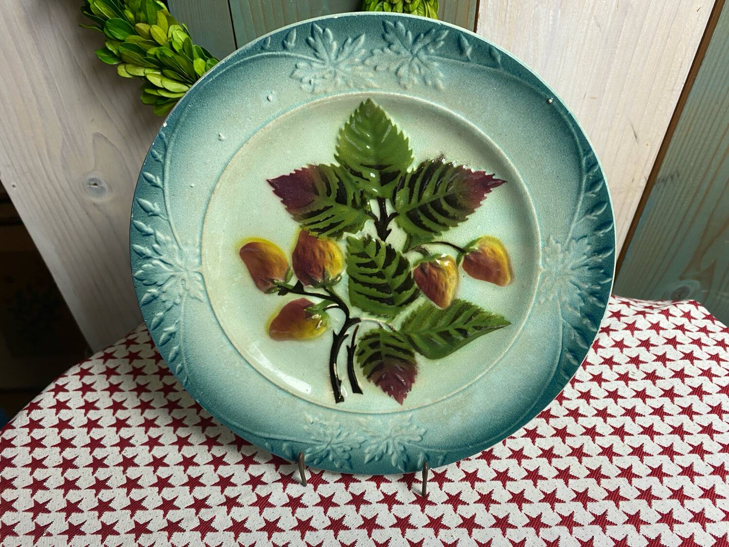Old strawberry dessert plate