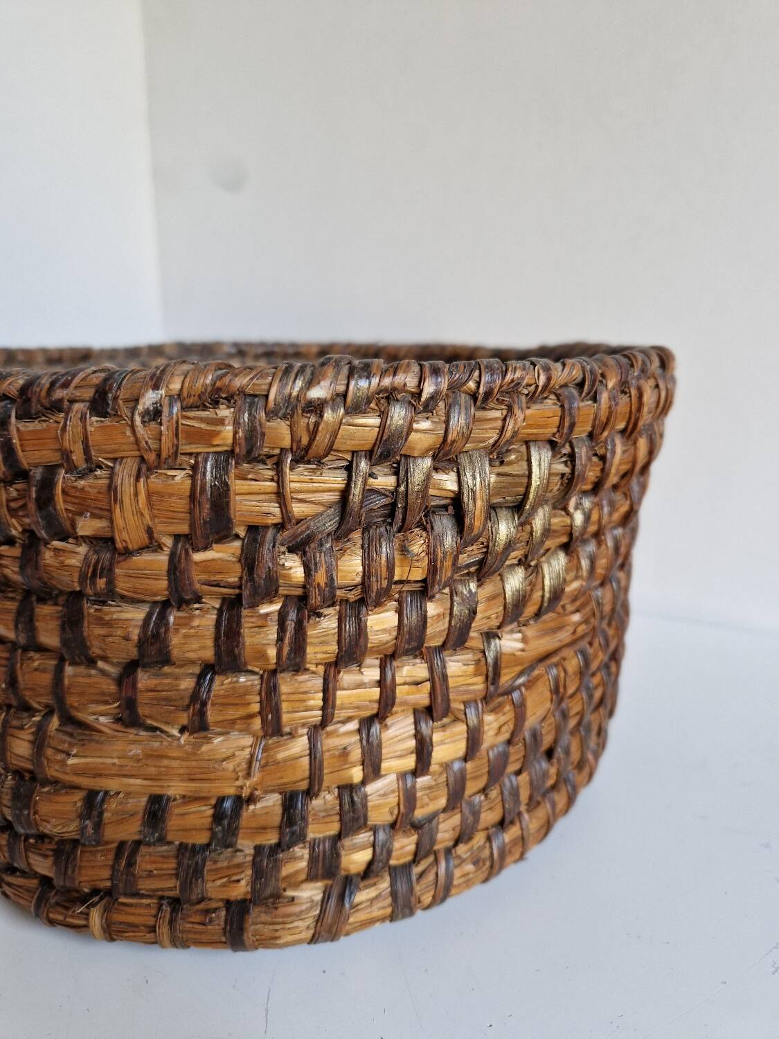 large straw basket banneton folk art bread bakery