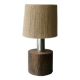 Lampe en bois massif et chrome, abat jour corde