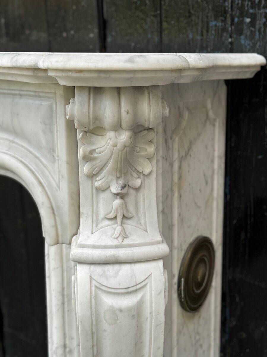 Louis XV Style Fireplace In Carrara Marble Circa 1880