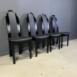 Postmodern lacquered wood italian dining chairs, 1980s