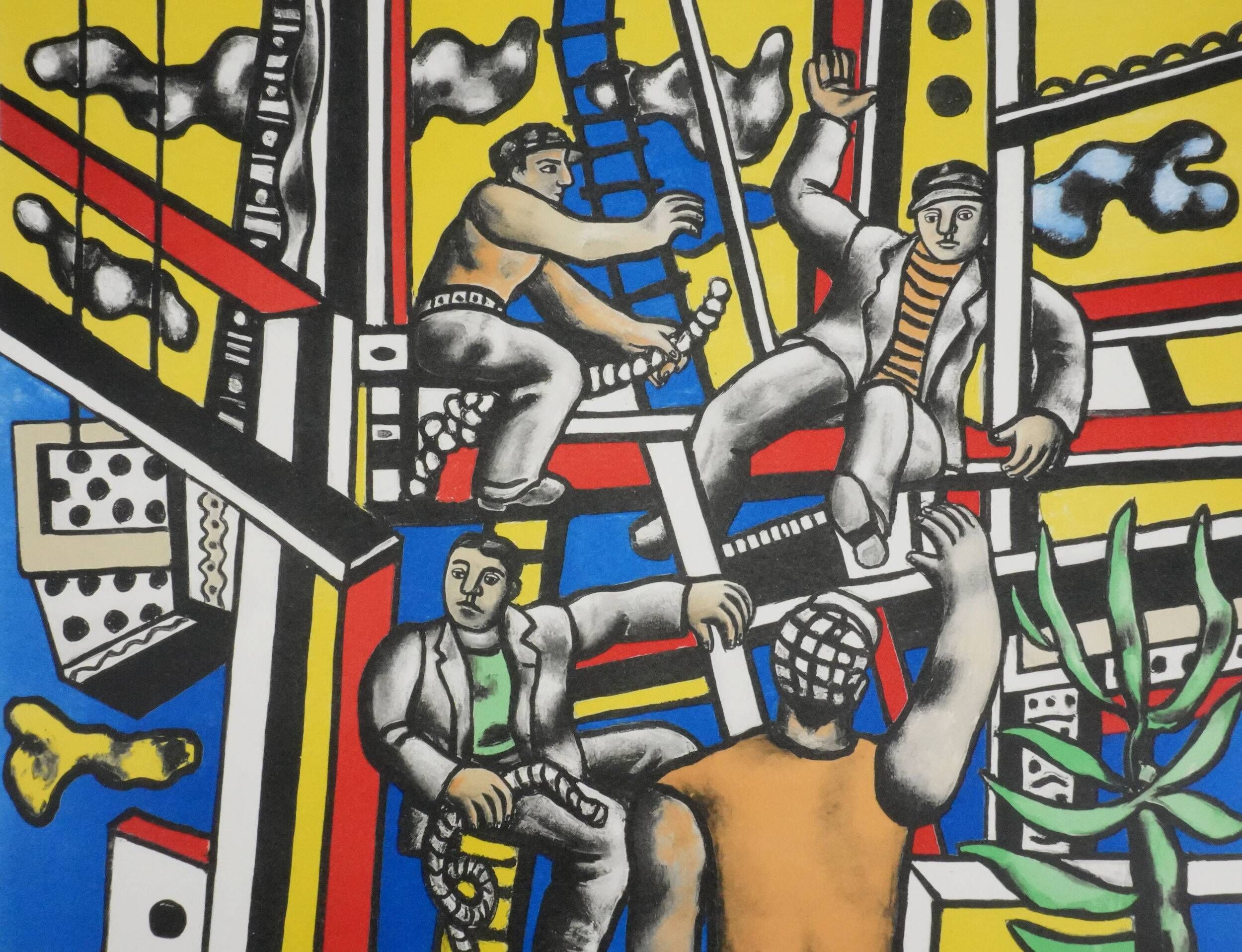 Fernand leger: the builders at the palm tree, signed lithograph