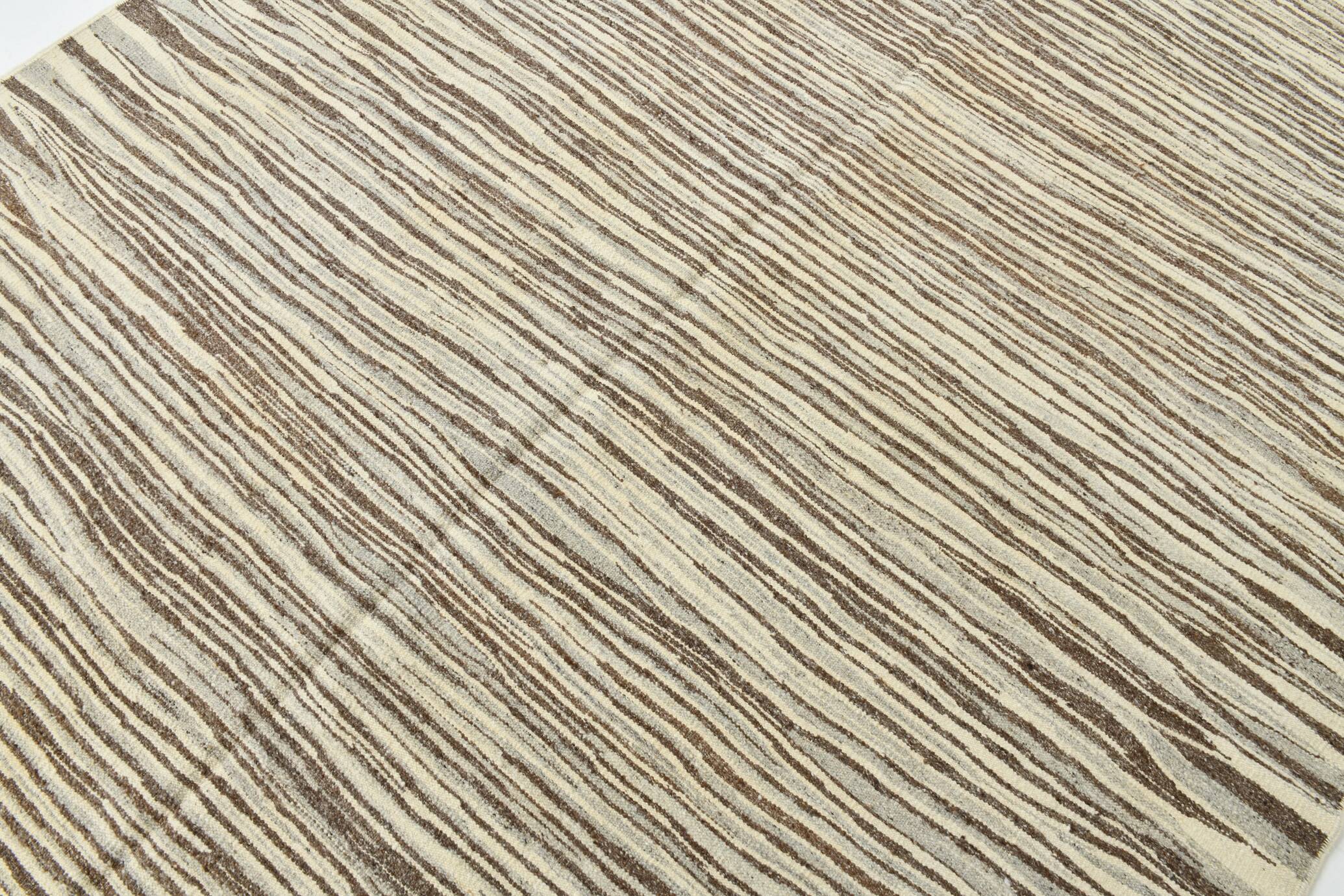 Beige Brown Ethnic Vintage Kilim Rug, 242x311Cm