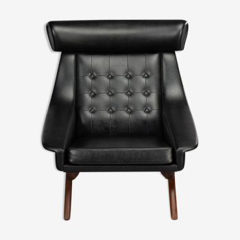 Danish Black leatherette Lounge Chair, 1960s