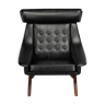 Fauteuil en similicuir noir danois, années 1960