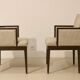 Paire de fauteuils cube année 1960 tissu chiné beige restaurée. Ref SAM SAM