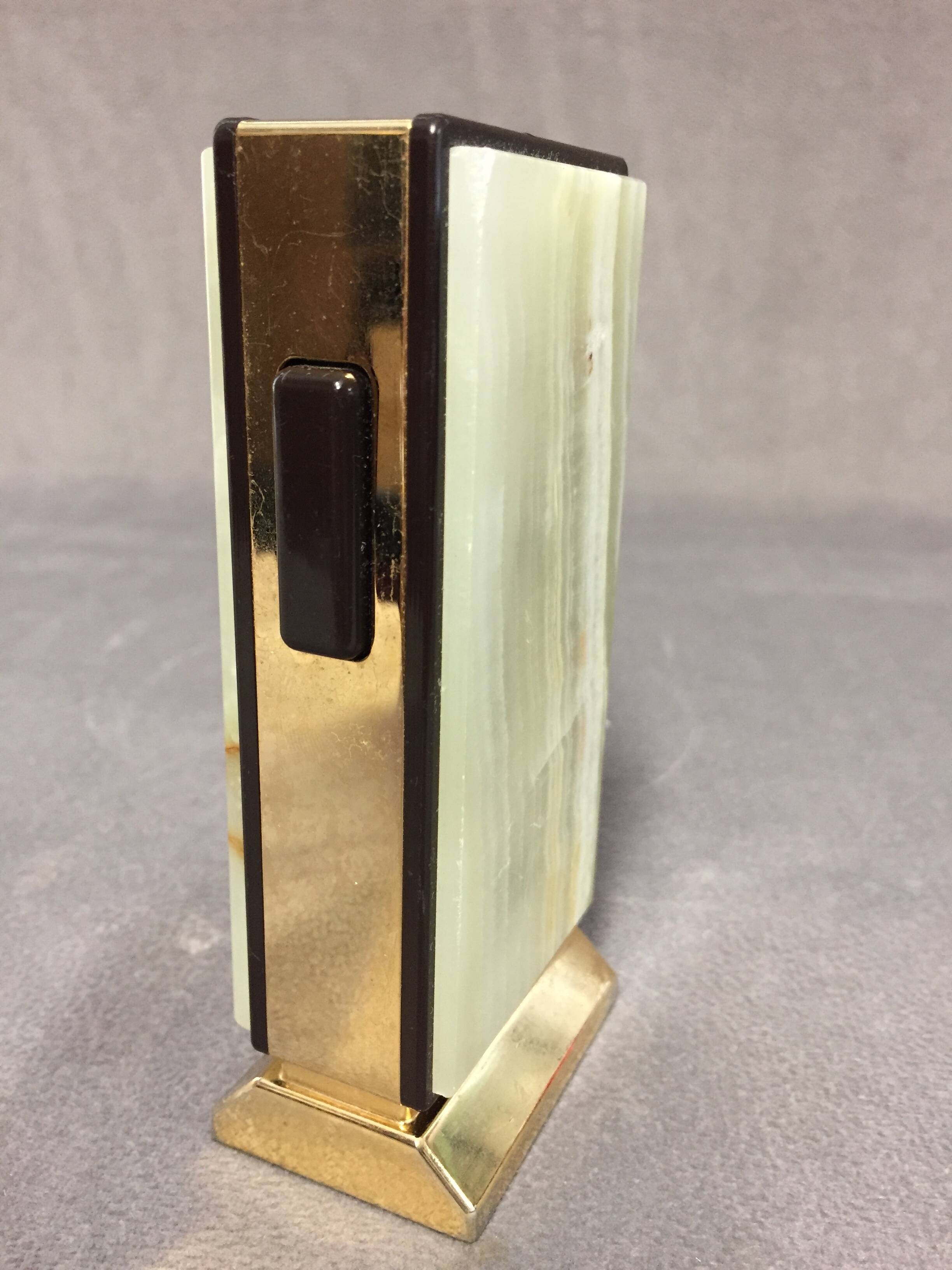 Collector Table Lighter SAROME Vintage Electric Gold Metal & Alabaster Chic