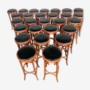 Series of 16 curved wooden bar stools dlg Thonet Baumann Fischel