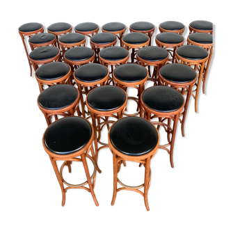 Series of 16 curved wooden bar stools dlg Thonet Baumann Fischel