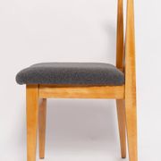 Mid-Century beech wood chair with grey boucle fabric, M. Zielinski, Europe, 1960.