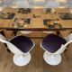 Adrien audoux & frida minet (20th century), dining table in stained rattan,