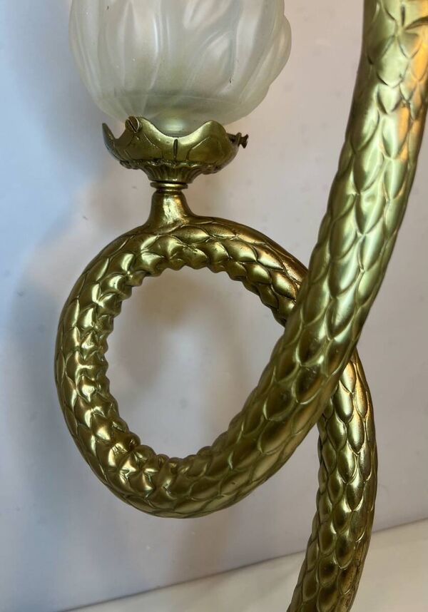Lampe serpent cobra en bronze