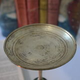 Brass and green marble candlestick