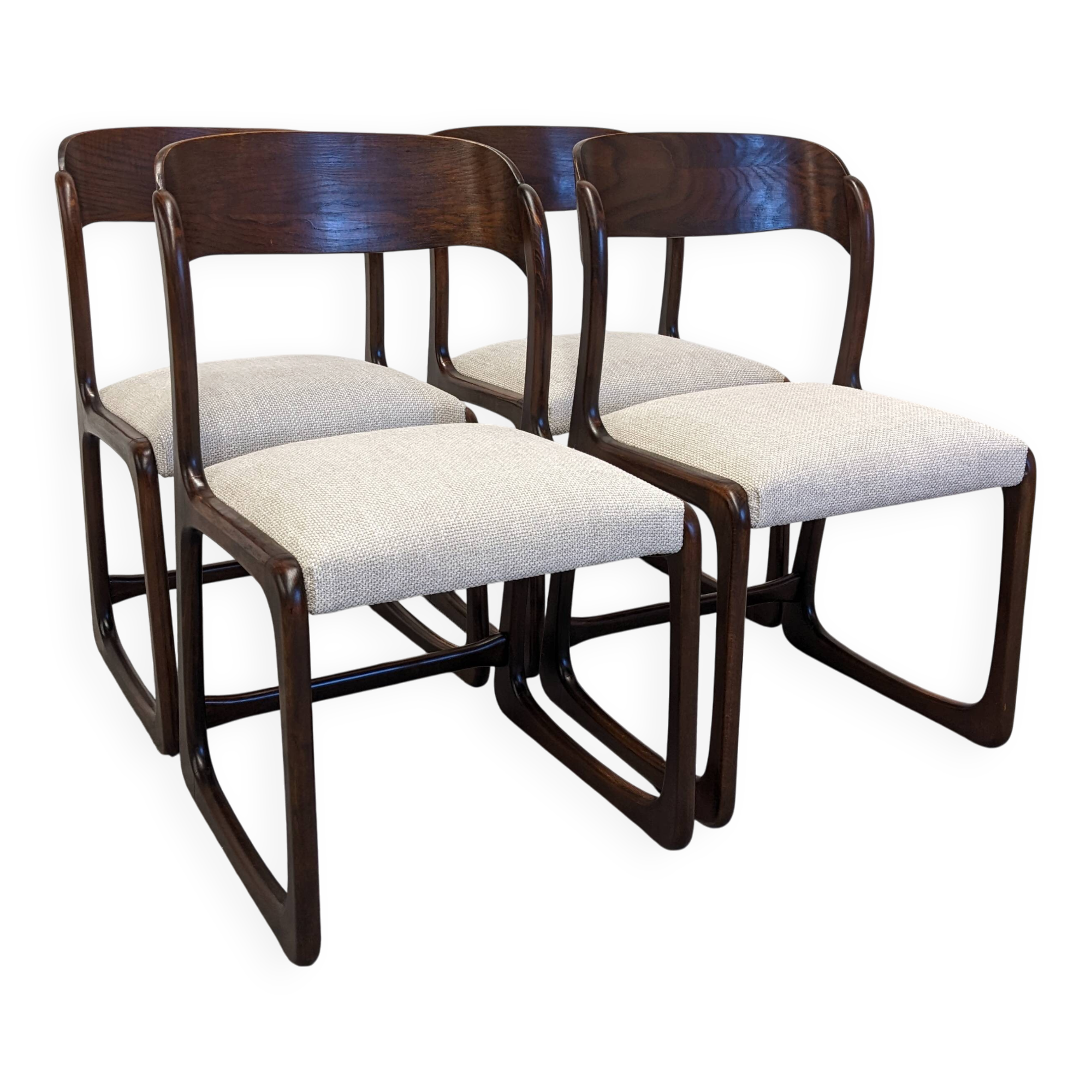 Set of 4 Baumann sled chairs, France circa 1970.