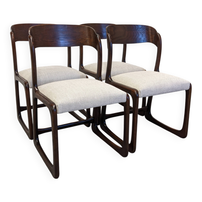 Série de 4 chaises traineau Baumann, France vers 1970