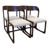 Set of 4 Baumann sled chairs, France circa 1970.