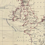 Map of The Northern Atlantic Ocean c1869 Keith Johnston Royal Atlas Hand coloured map