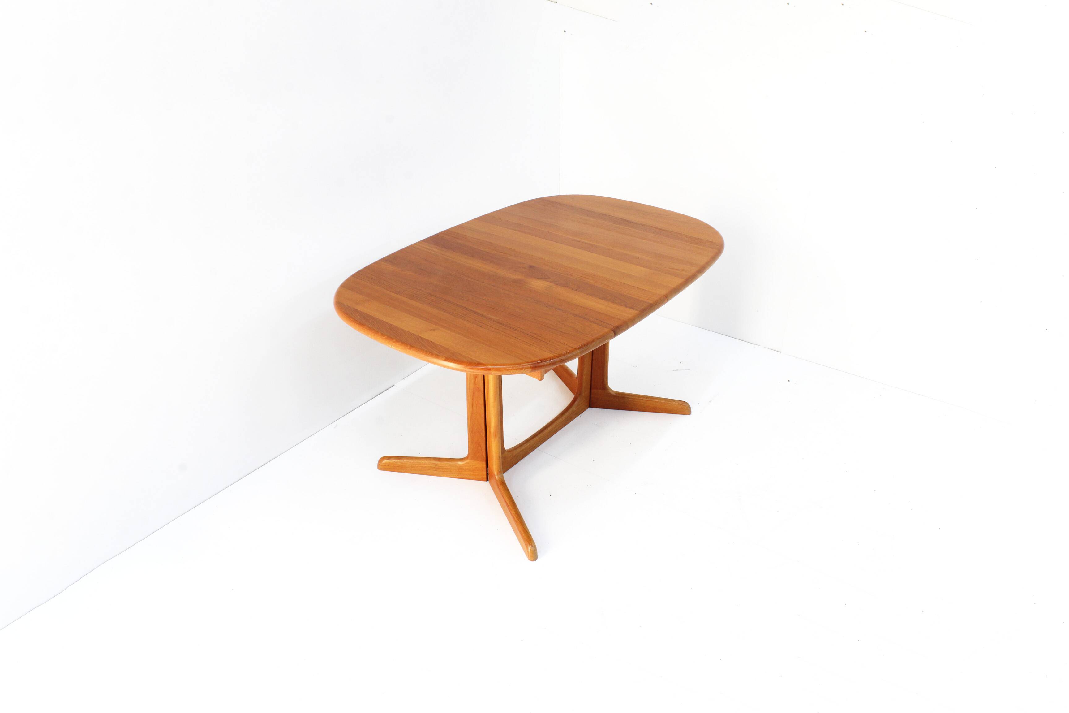 Vintage Gudme Danish oval extendable dining table solid teak 1960s
