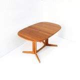 Vintage Gudme Danish oval extendable dining table solid teak 1960s