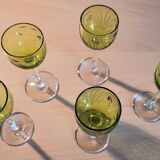 Lot de 5 verres à liqueur vert et transparent