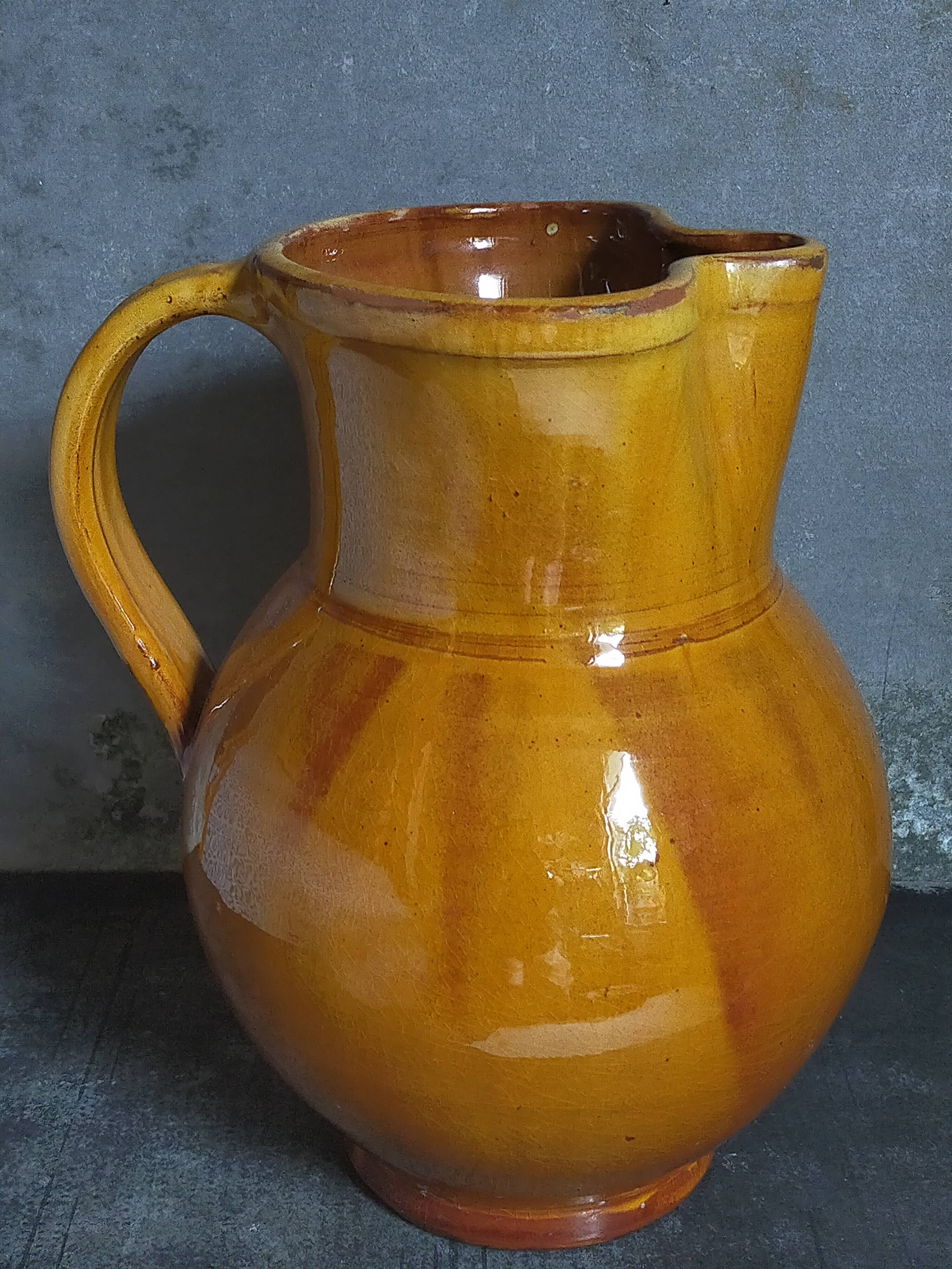 XXL pitcher vintage Provencal pottery from Salernes
