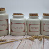 Set of 4 stoneware spice pots with original cork lid
