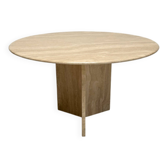 ‘70s Vintage Minimalistic Round Travertine Dining Table