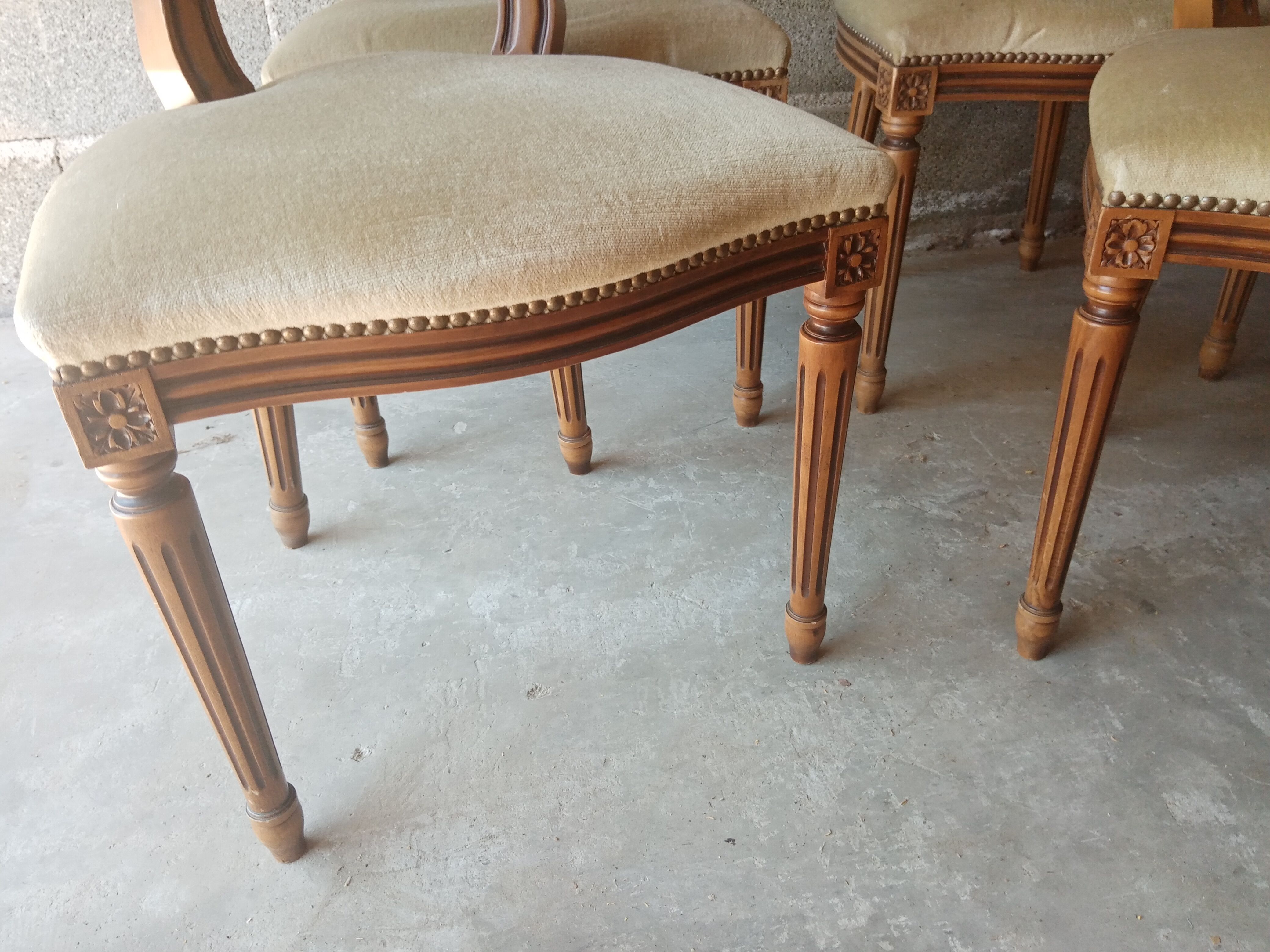 Suite 4 chairs medallion wood and fabric