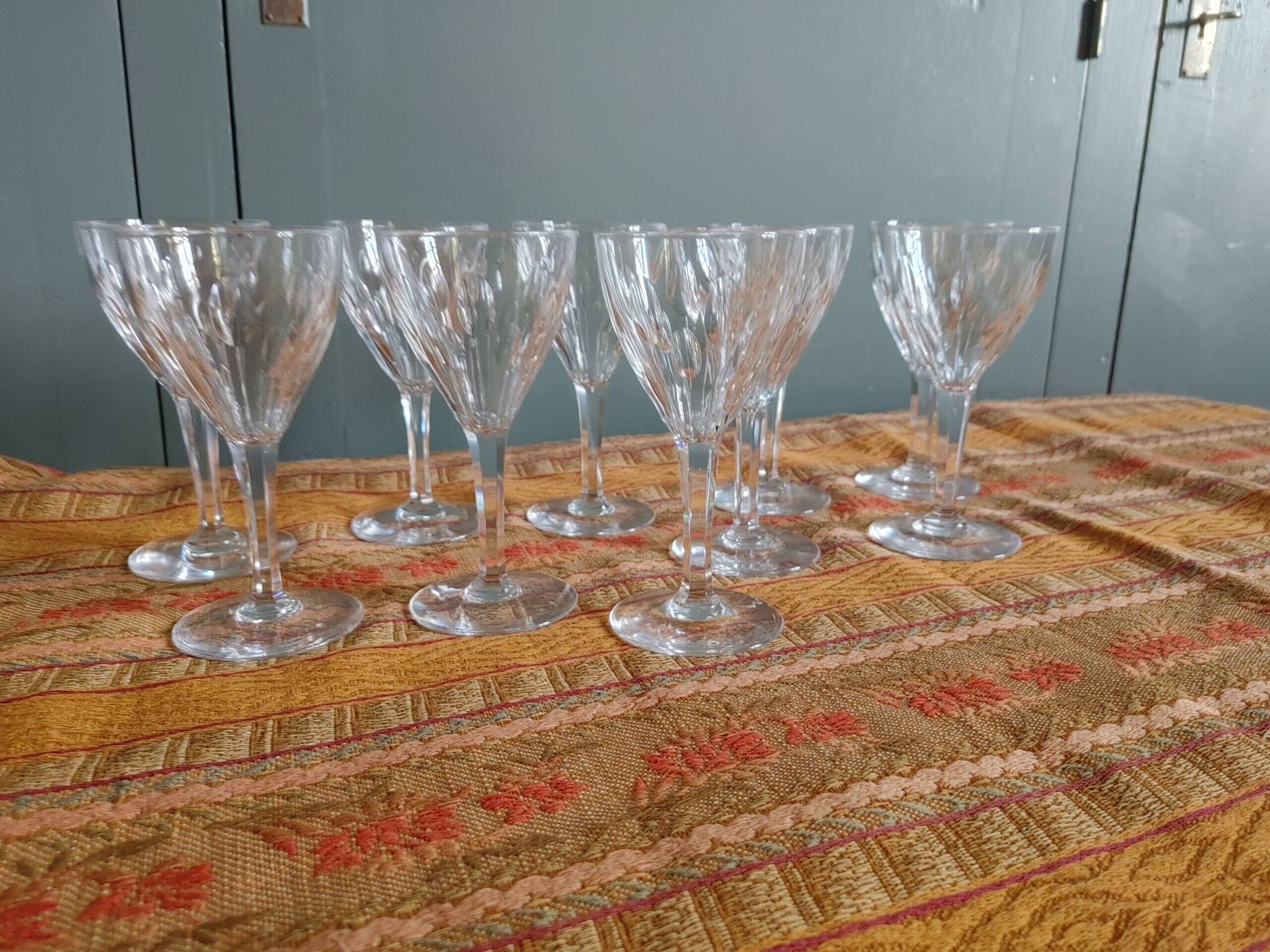 10 white wine / port glasses cut crystal val saint-lambert nestor service height 12.5 cm