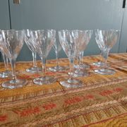 10 white wine / port glasses cut crystal val saint-lambert nestor service height 12.5 cm