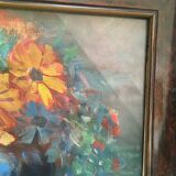 Painting on canvas bouquet of flowers in a vase.