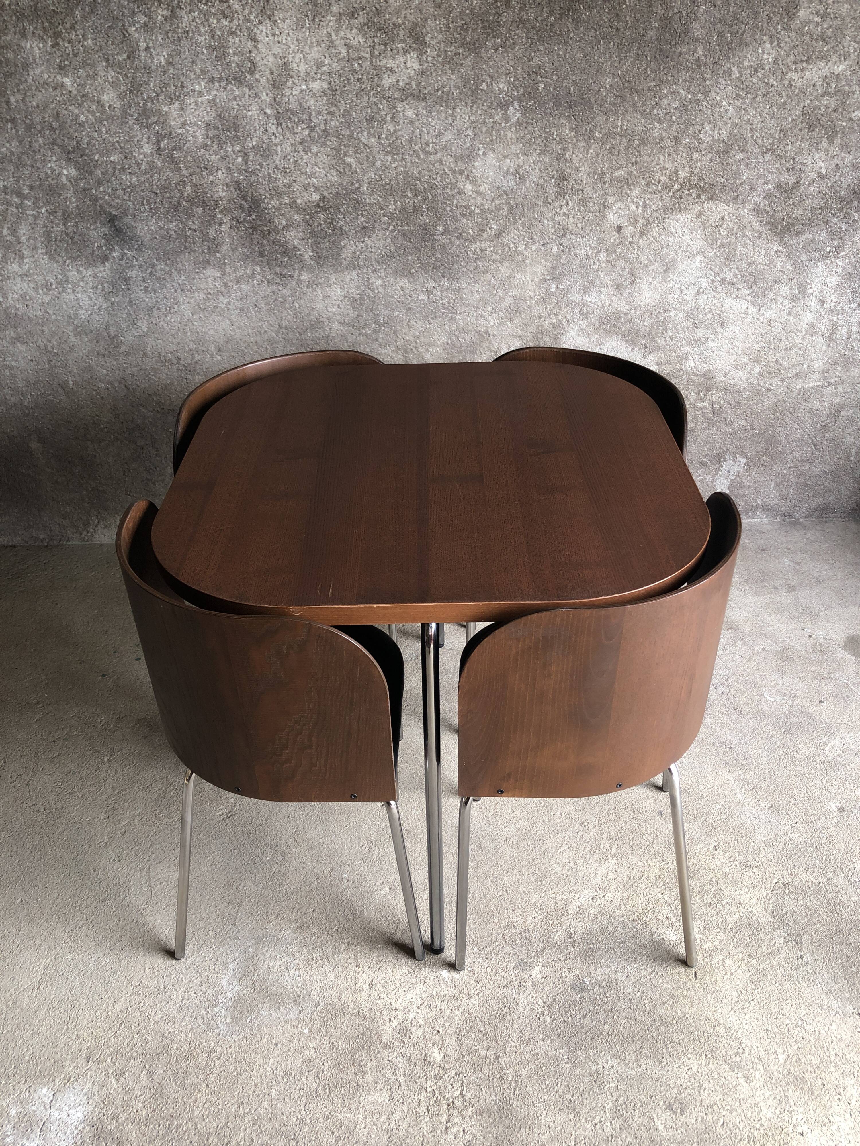 Fusion table and four chair set, vintage Ikea, 1990