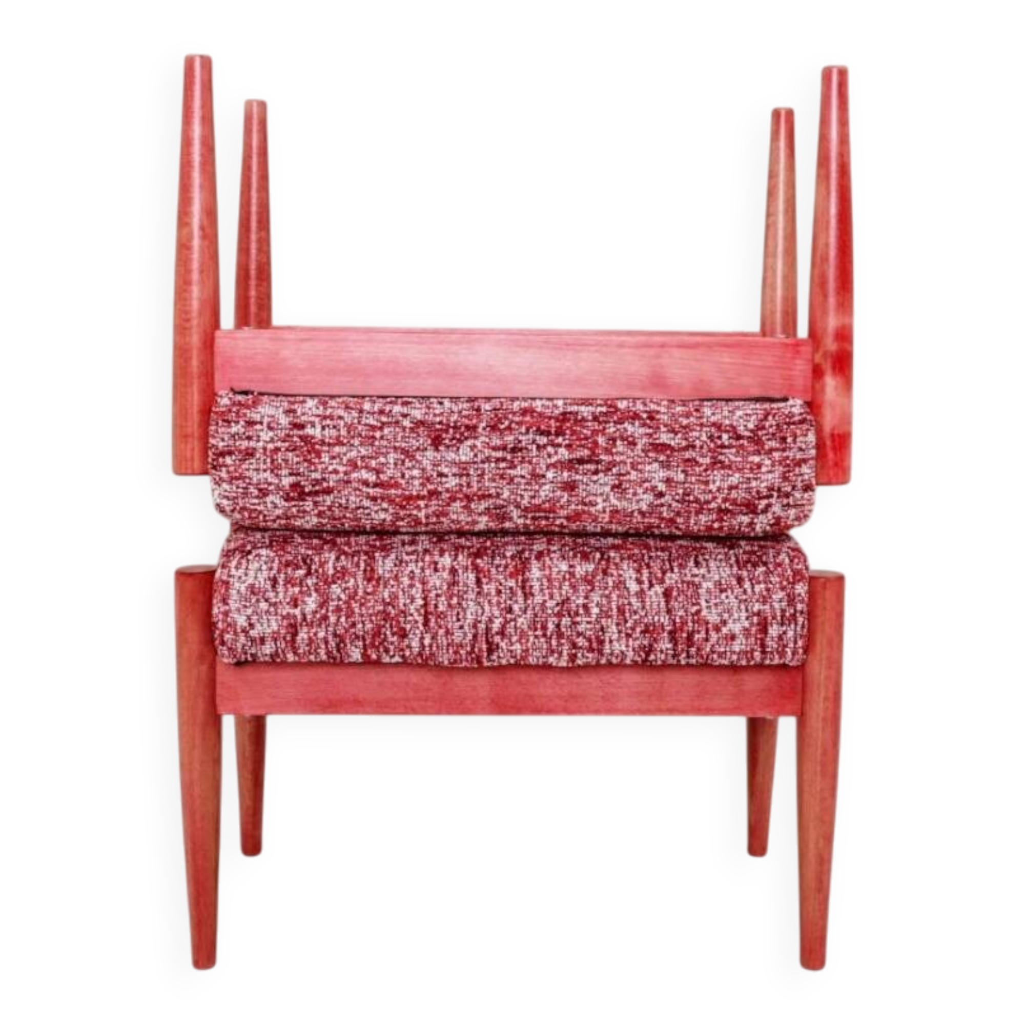 Pair of wooden stools with red crabs