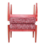 Pair of wooden stools with red crabs