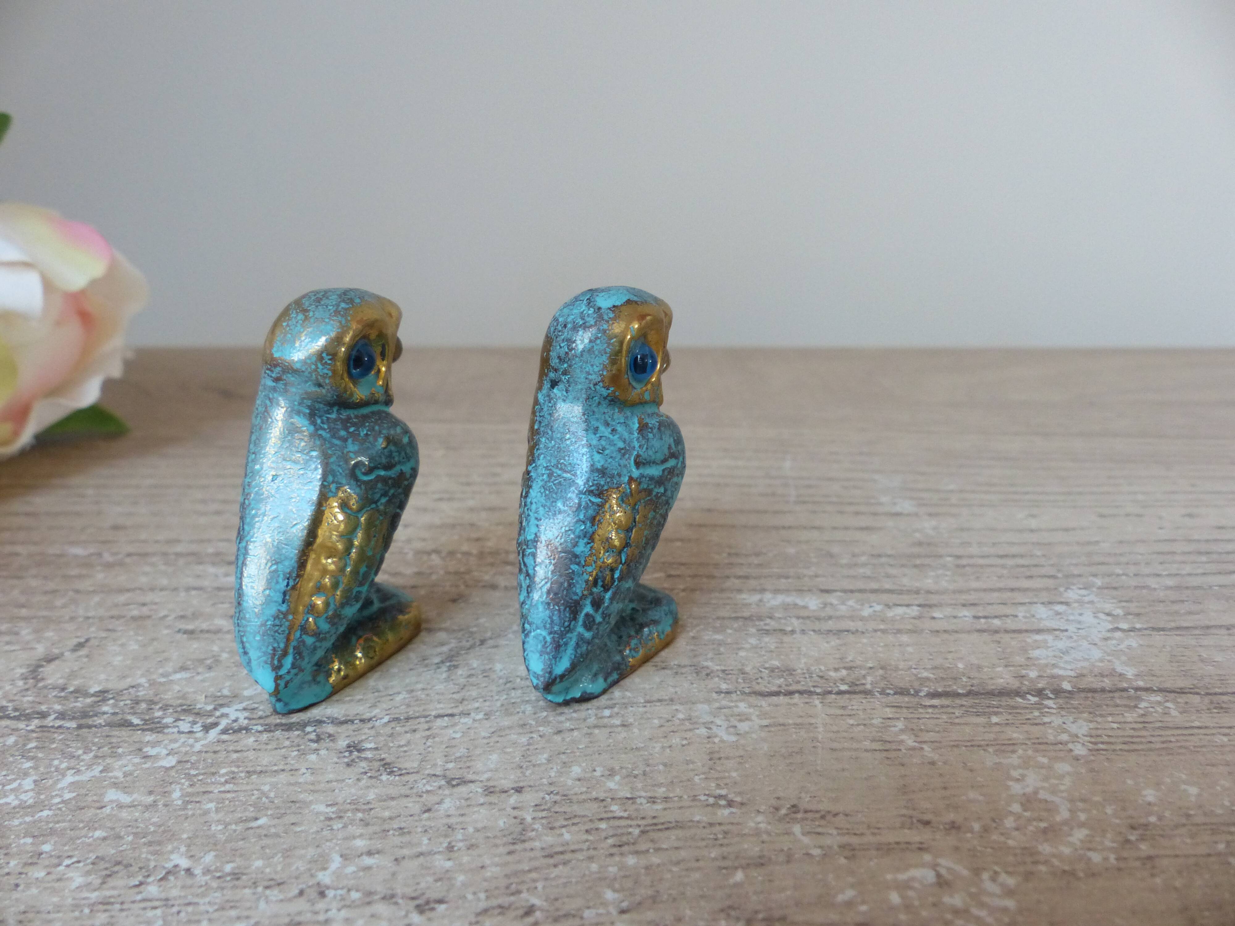 Set of two brass owls made in Greece