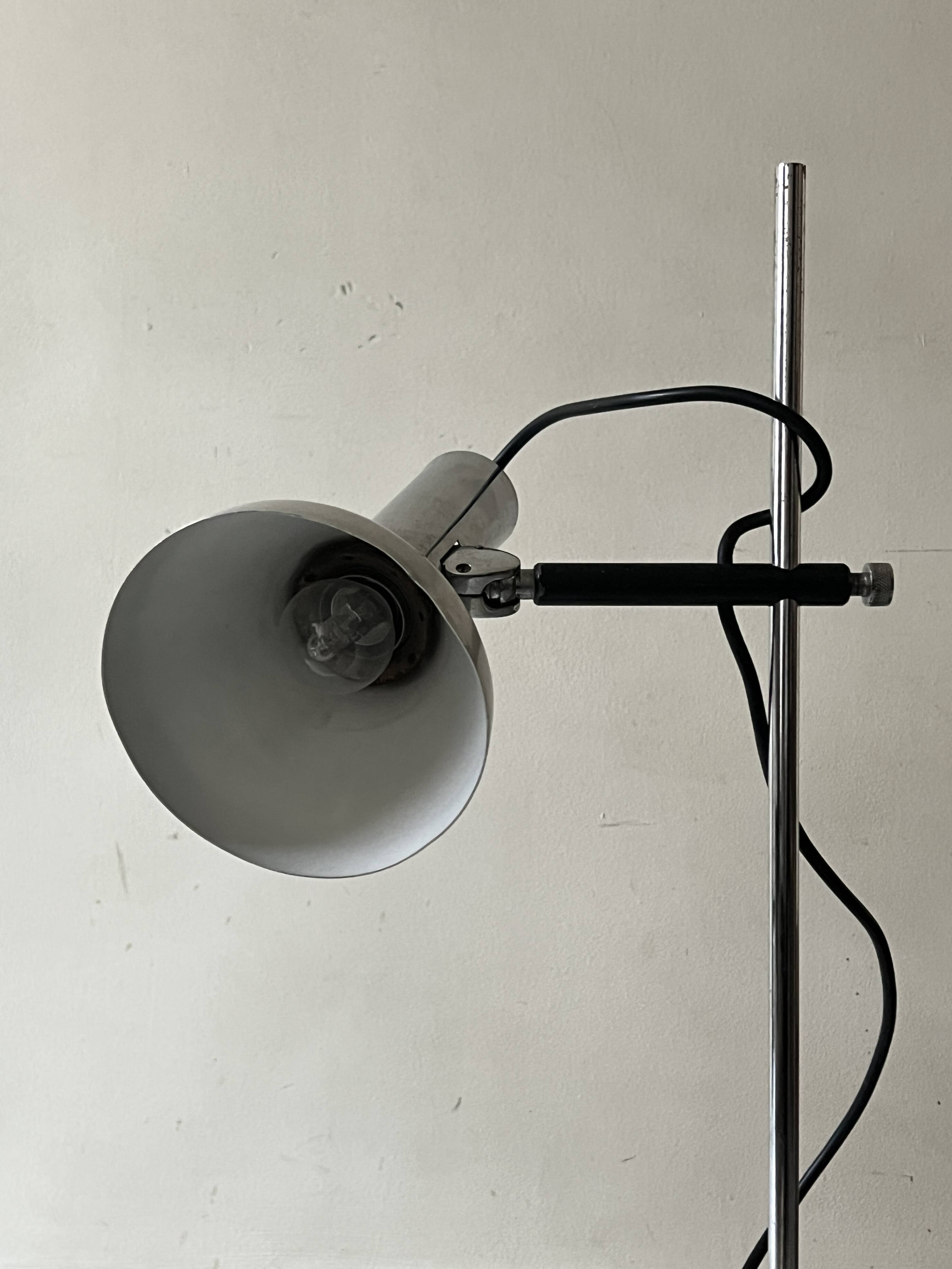 Articulated desk lamp in chrome metal, Lita France 1970