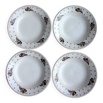 Four Art-Déco Keller and Guérin Lunéville plates.