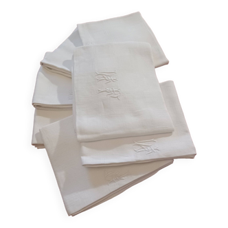 White linen damask napkins Monogram JM