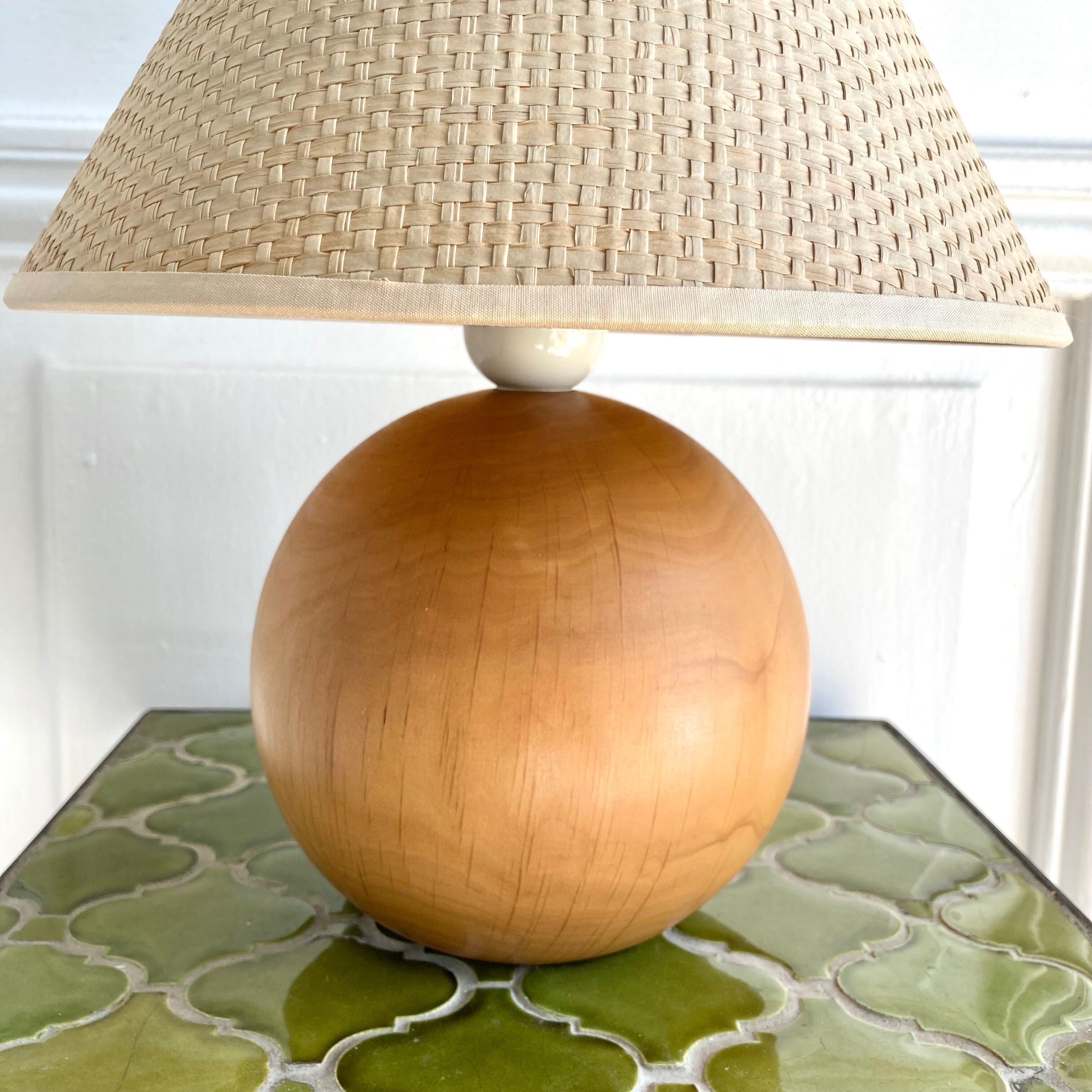 Blond wood ball lamp