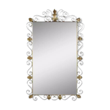 Rectangular mirror from the 50s and 60s on a brass frame