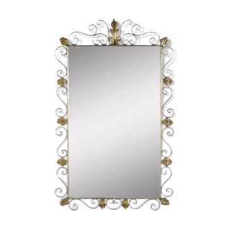 Miroir rectangulaire années 50 - 60 sur cadre laiton