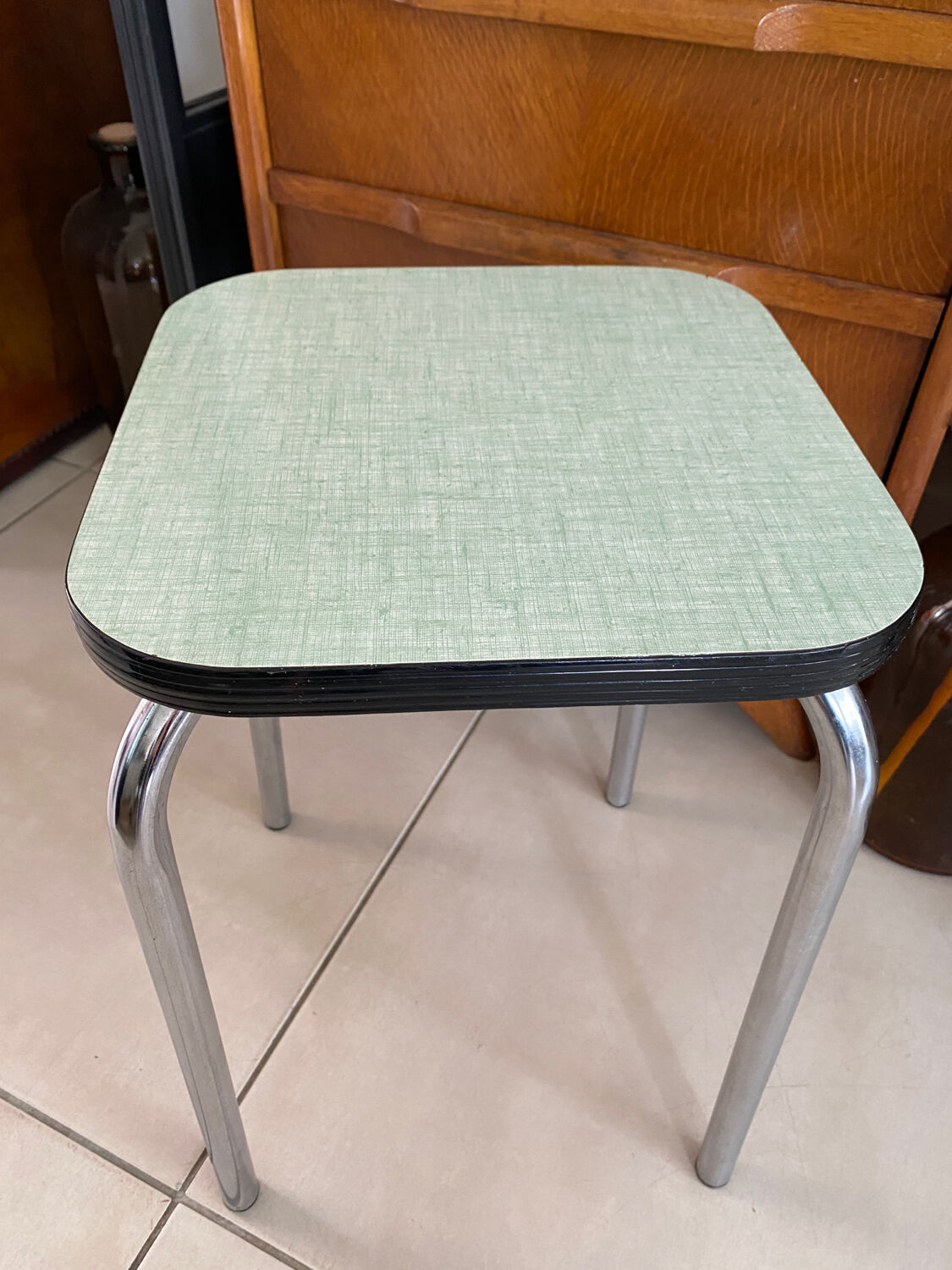 Almond green Formica stool