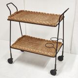 Vintage rattan & steel service 1950