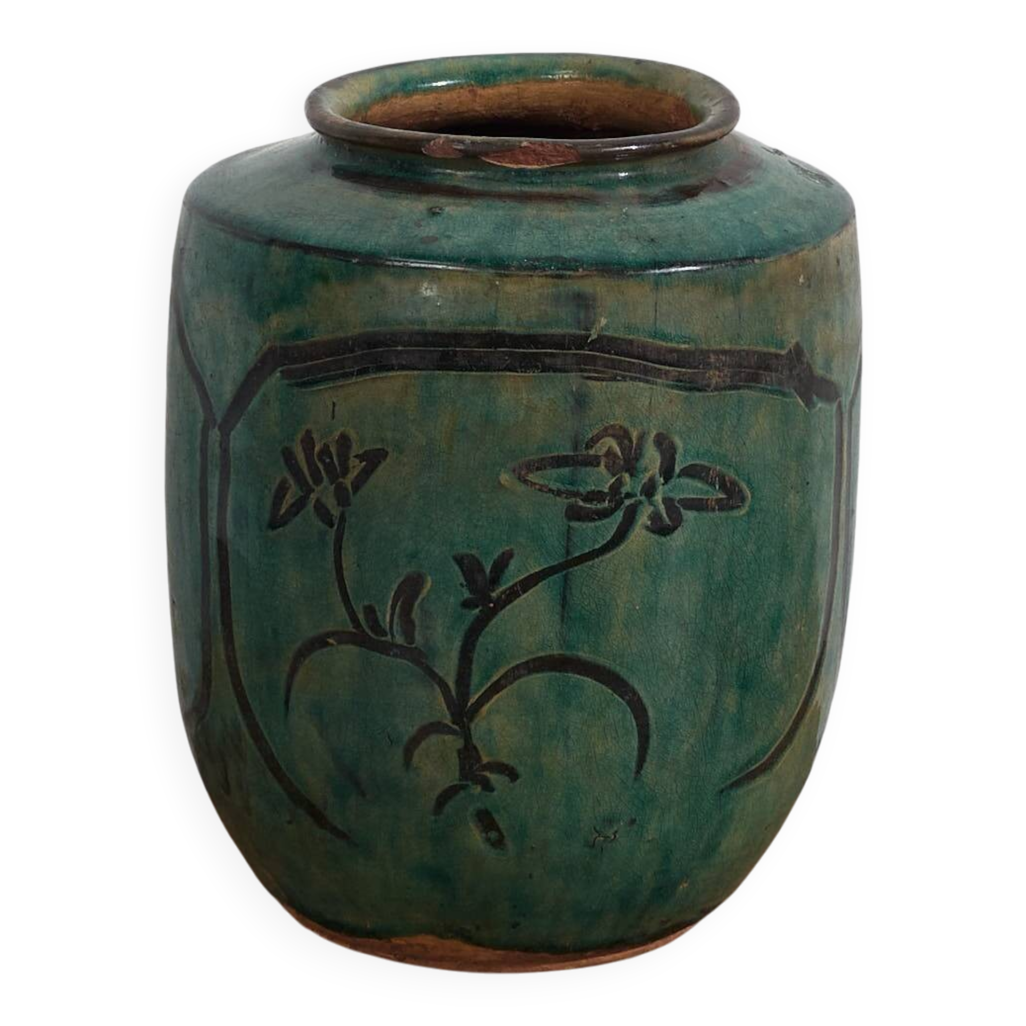 Ancient Asian vase with floral details (c.1820) #14