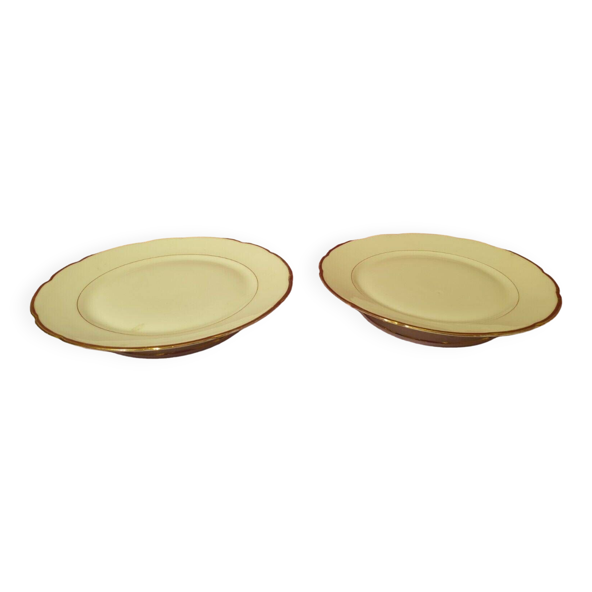 Two white and gold porcelain fruit bowls PLV France